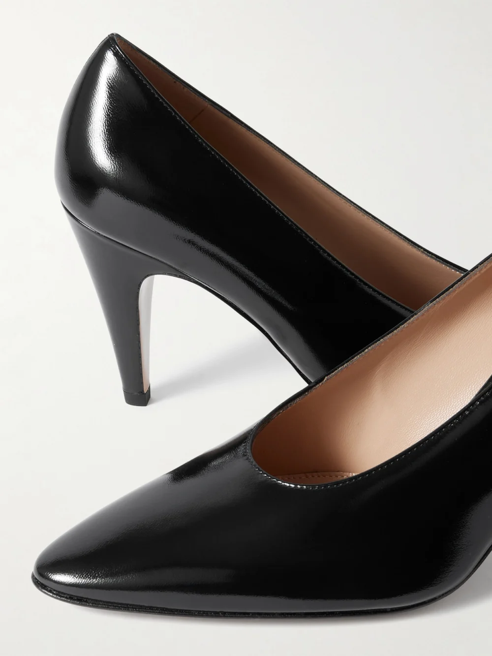 Close-up detail of the Gianvito Rossi Amelia 85 Patent-leather Pumps