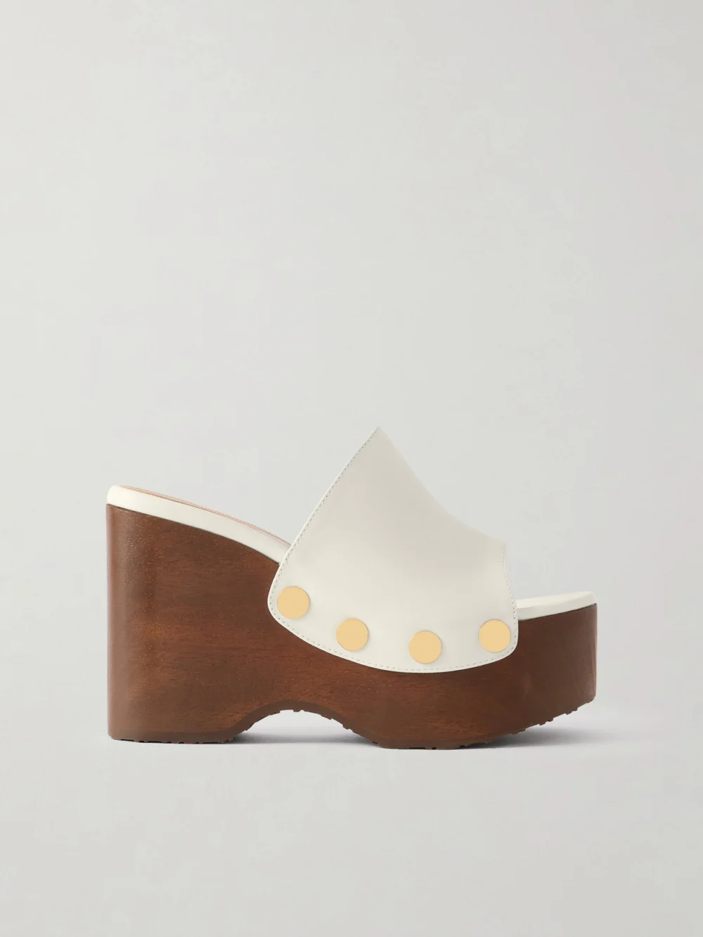 Gianvito Rossi Ardèa 60 Studded Leather Platform Wedge Mules in white