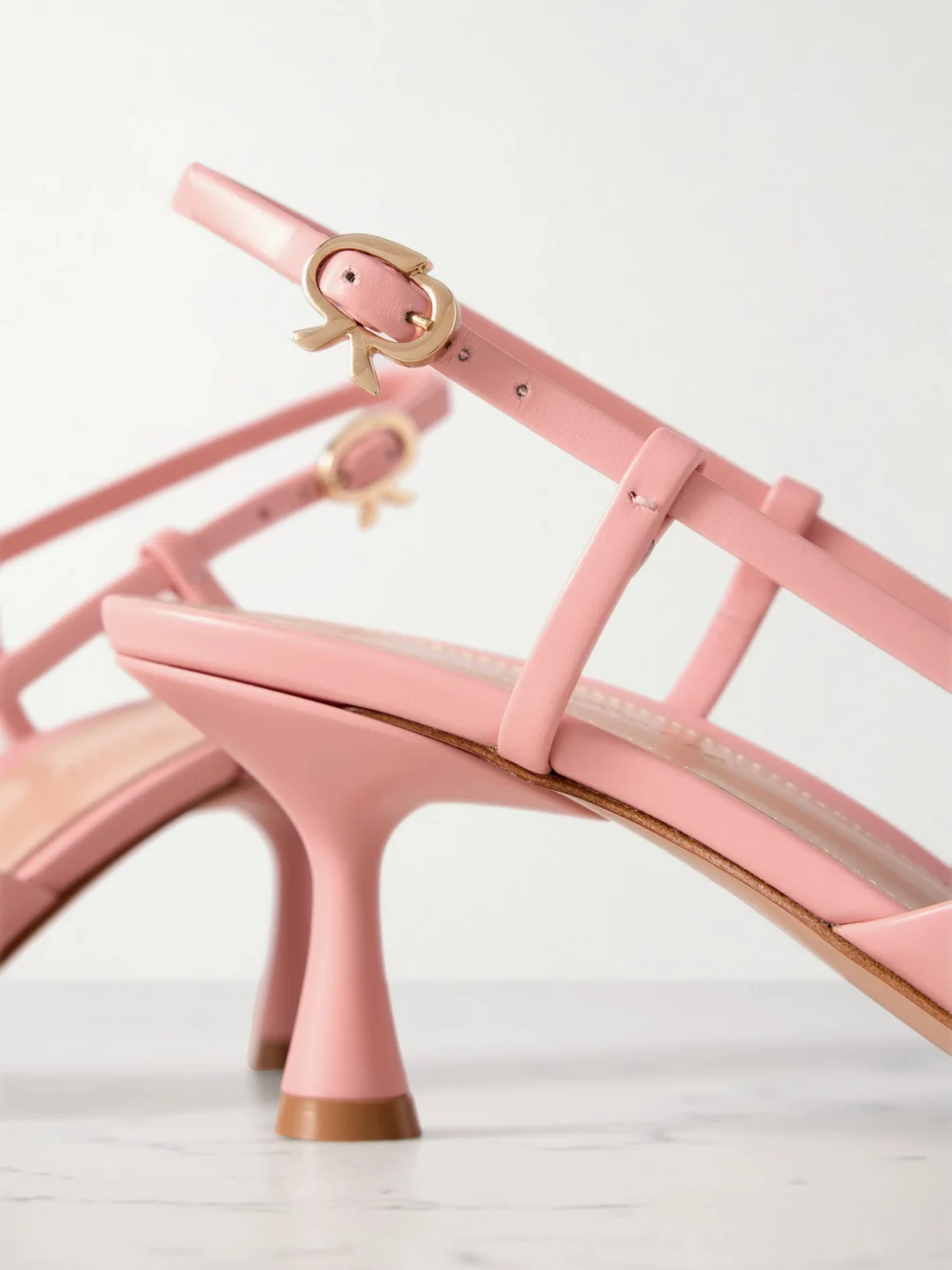 Close-up detail of the Gianvito Rossi Ascent 55 Leather Slingback Pumps