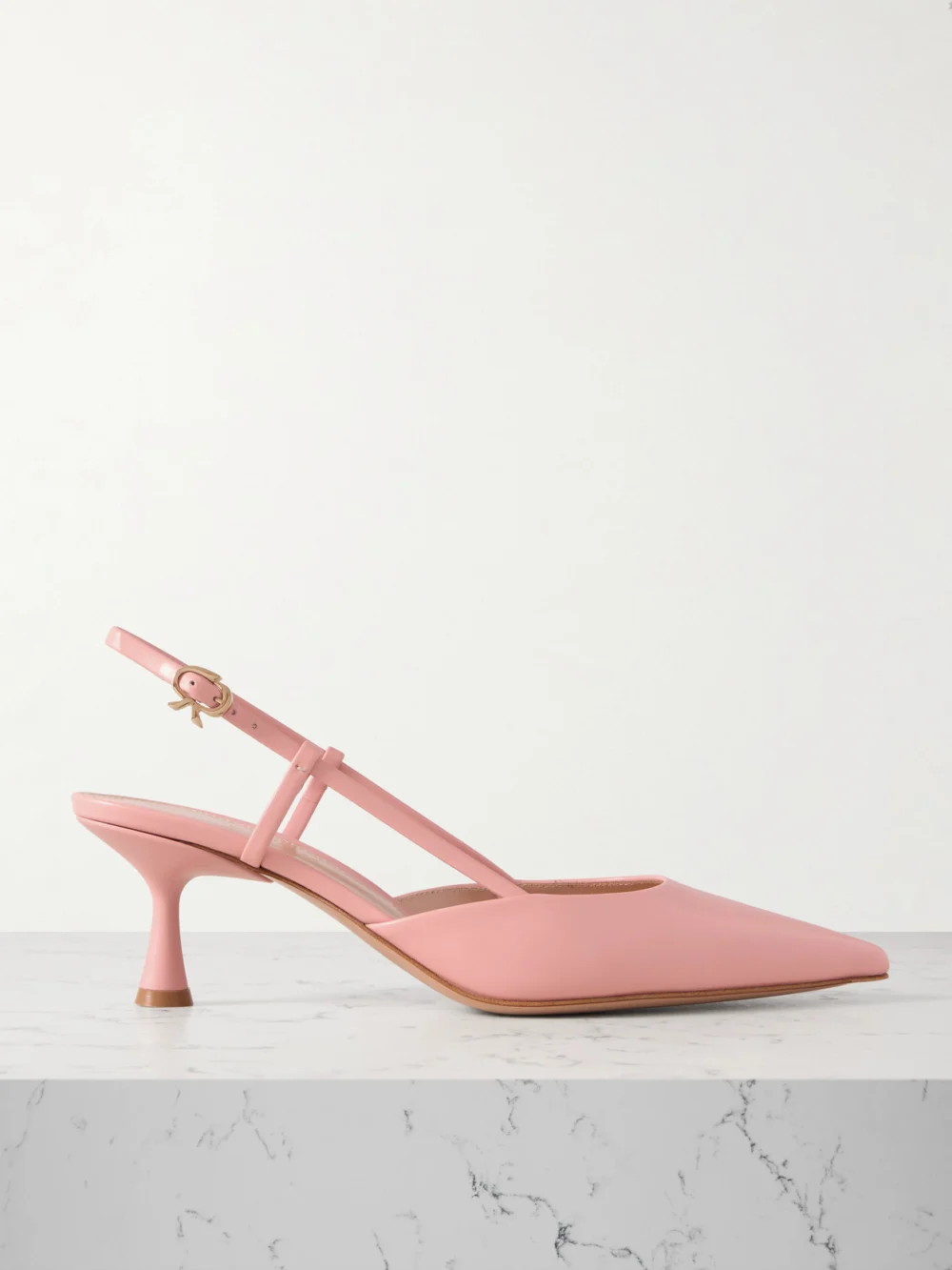 Gianvito Rossi Ascent 55 Leather Slingback Pumps in baby pink