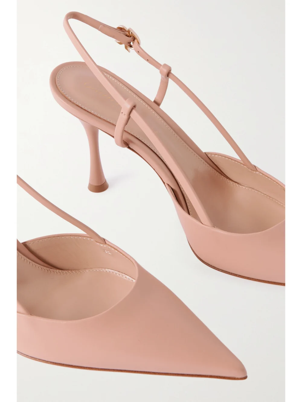 Close-up detail of the Gianvito Rossi Ascent 85 Leather Slingback Pumps