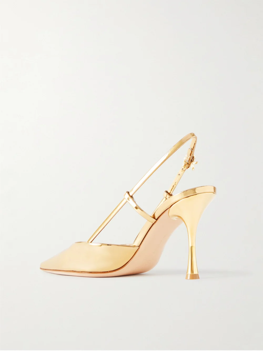 Back view of the Gianvito Rossi Ascent 85 Mirrored-leather Slingback Pumps