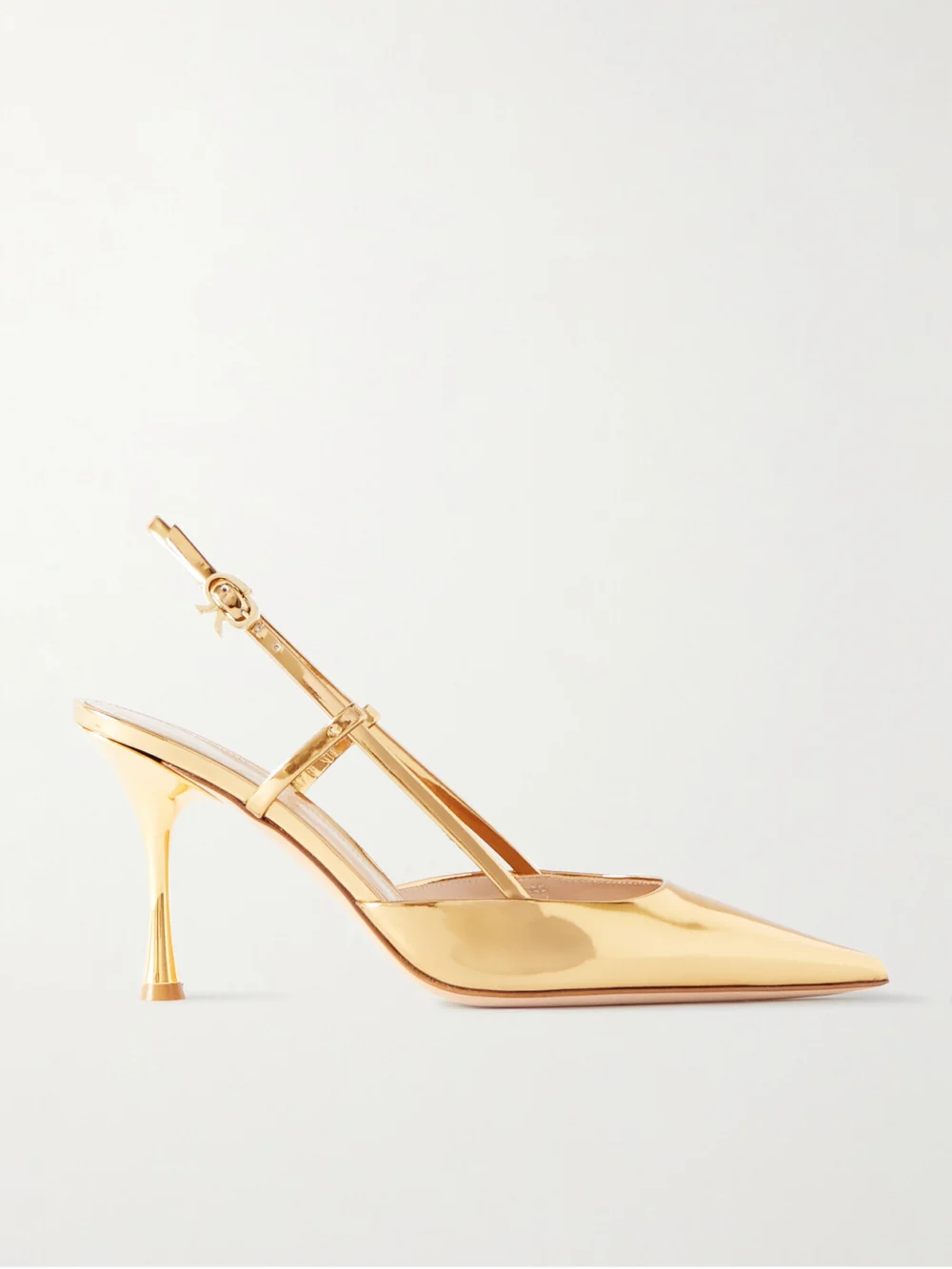Gianvito Rossi Ascent 85 Mirrored-leather Slingback Pumps in gold