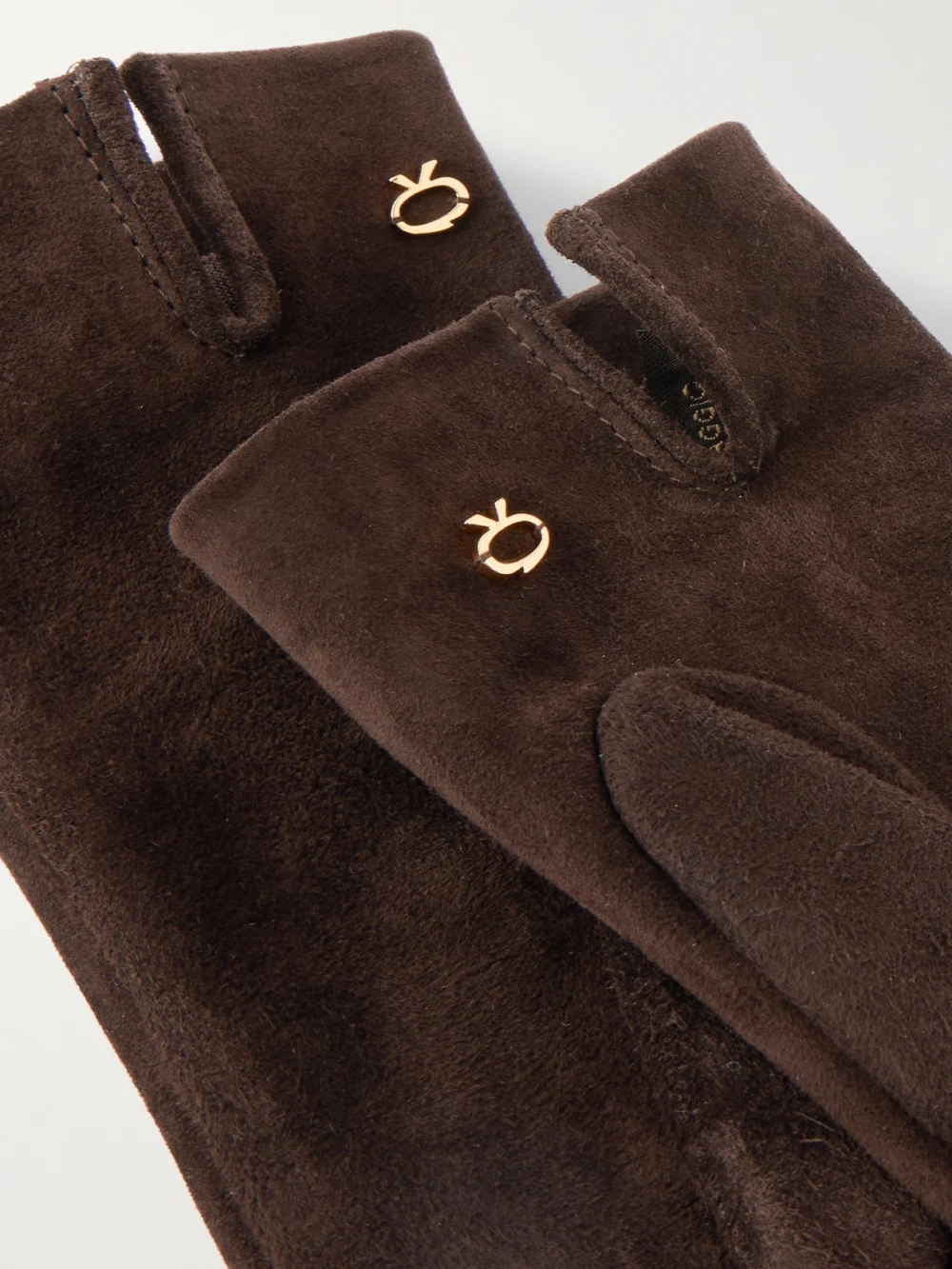 Close-up detail of the Gianvito Rossi Embellished Suede Gloves