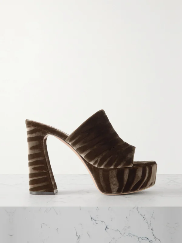Gianvito Rossi Holly 120 Zebra-print Velvet Platform Mules