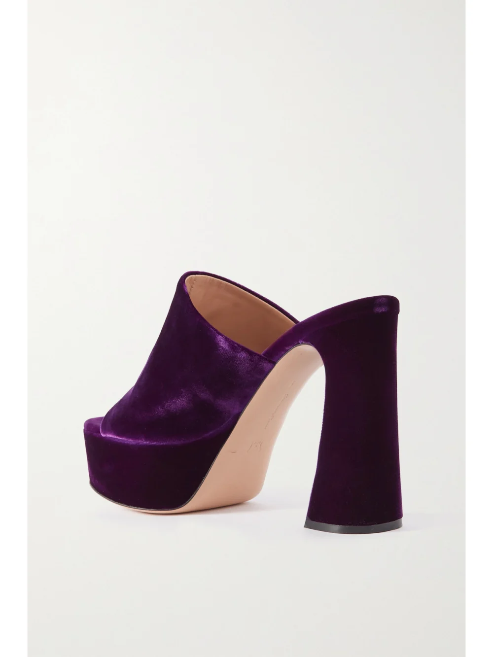 Back view of the Gianvito Rossi Holly 70 Velvet Platform Mules