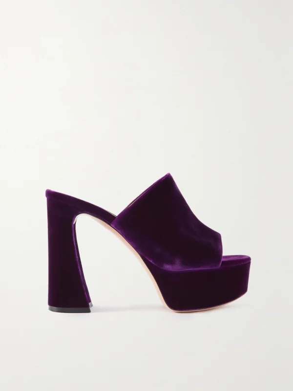 Gianvito Rossi Holly 70 Velvet Platform Mules