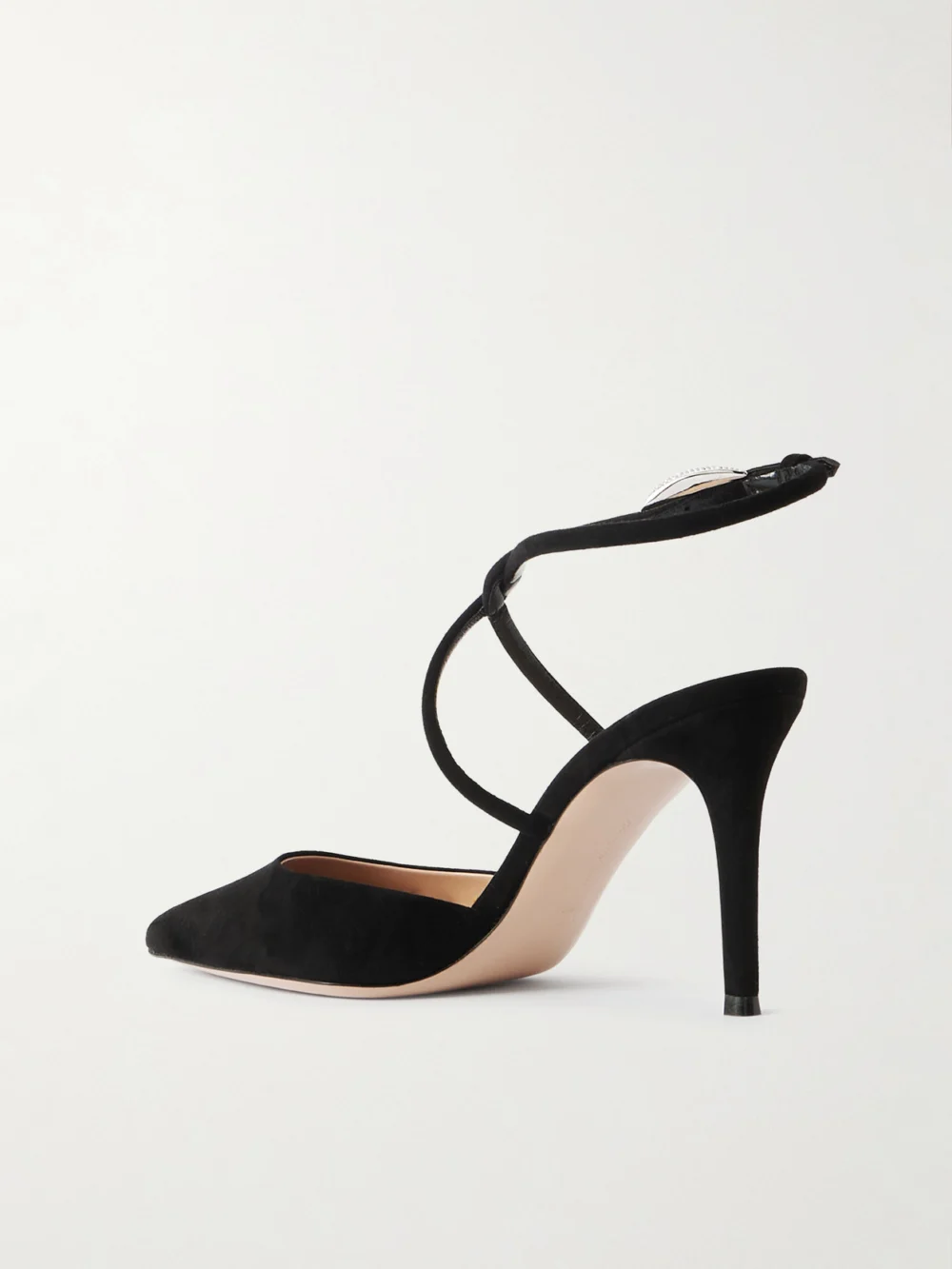 Back view of the Gianvito Rossi Jungle Mamba 85 Crystal-embellished Suede Pumps