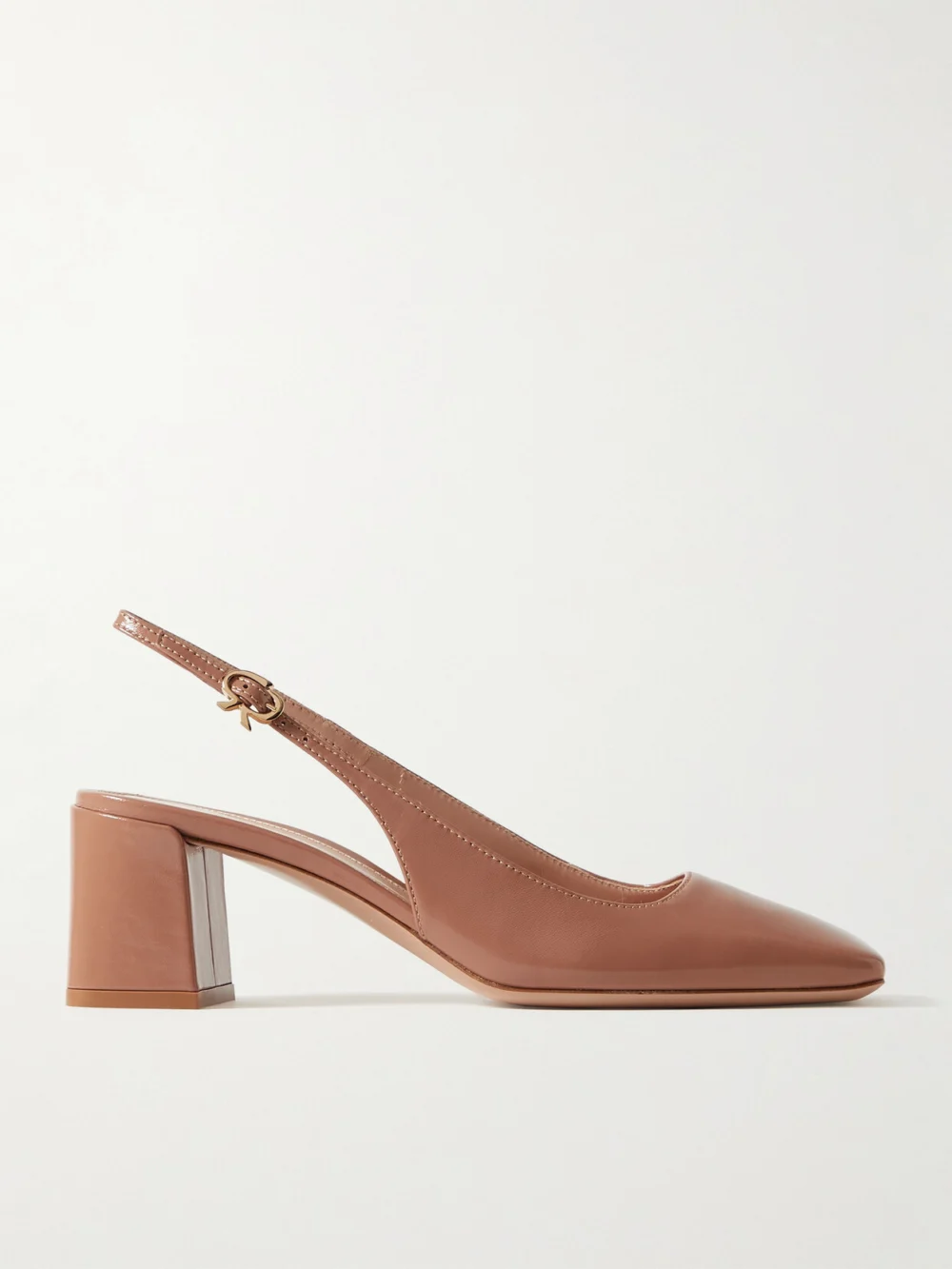 Gianvito Rossi Nuit 55 Glossed-leather Slingback Pumps in neutral