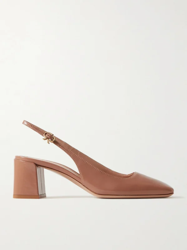 Gianvito Rossi Nuit 55 Glossed-leather Slingback Pumps