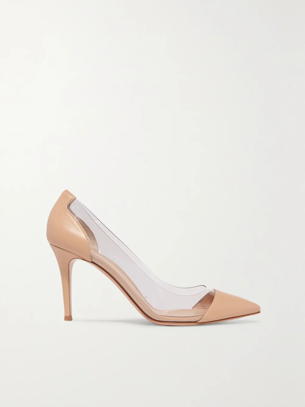 Gianvito Rossi Plexi 85 Leather and Pvc Pumps in neutral