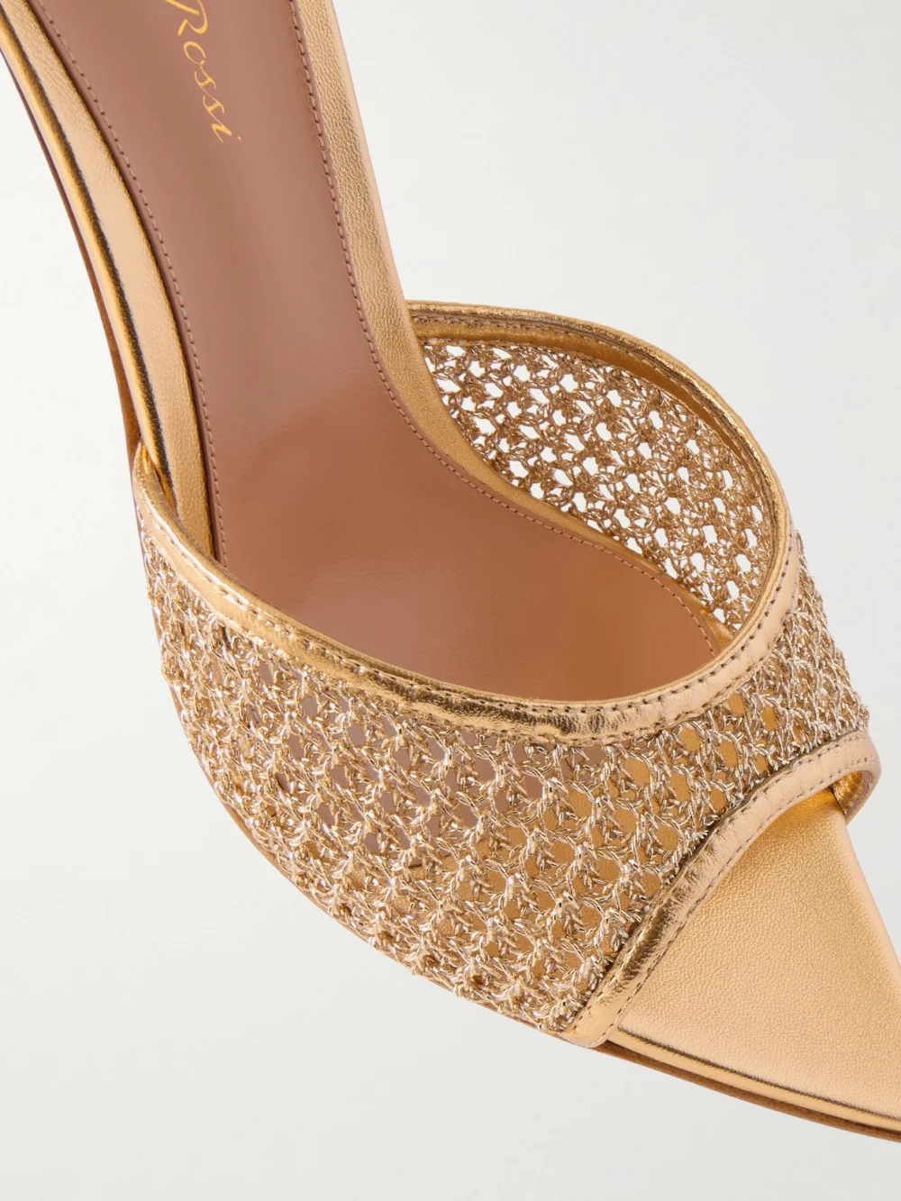 Close-up detail of the Gianvito Rossi Sienna 70 Leather Mules