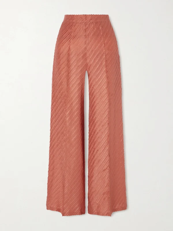 Giuliva Heritage Amanda Fringed Silk Wide-leg Pants