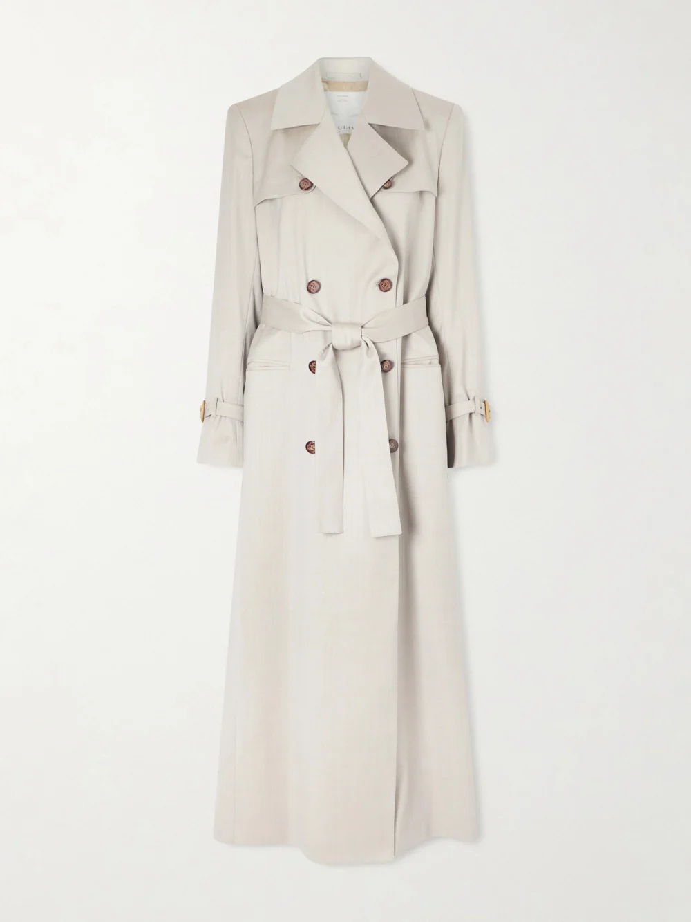 Giuliva Heritage Camilla Double-breasted Belted Herringbone Wool and Silk-blend Trench Coat in off-white