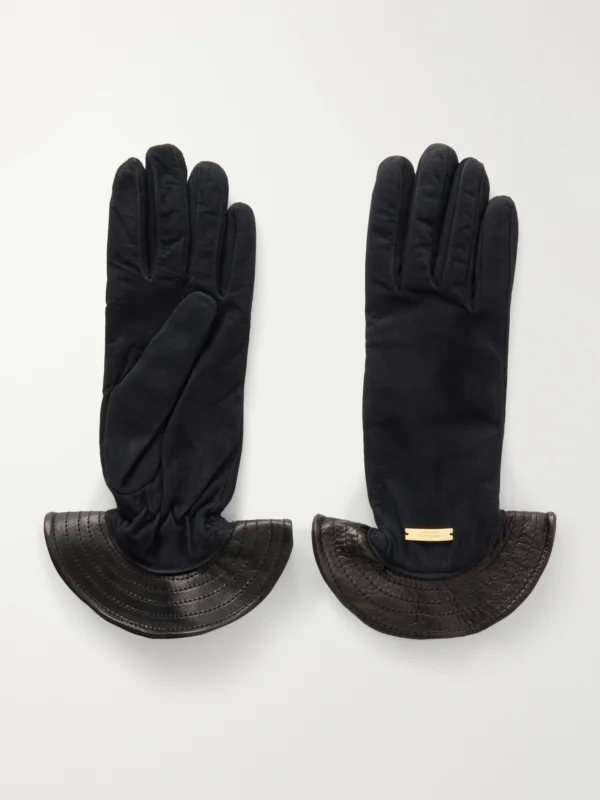 Giuliva Heritage Colombina Leather-trimmed Suede Gloves
