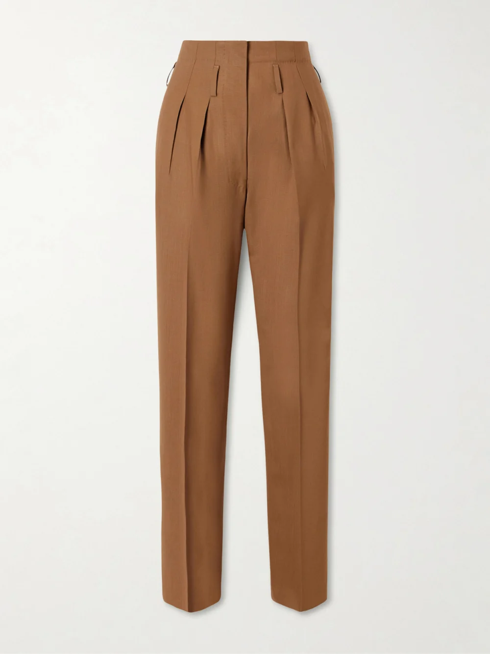 Giuliva Heritage High-rise Pleated Wool Tapered Pants in light brown
