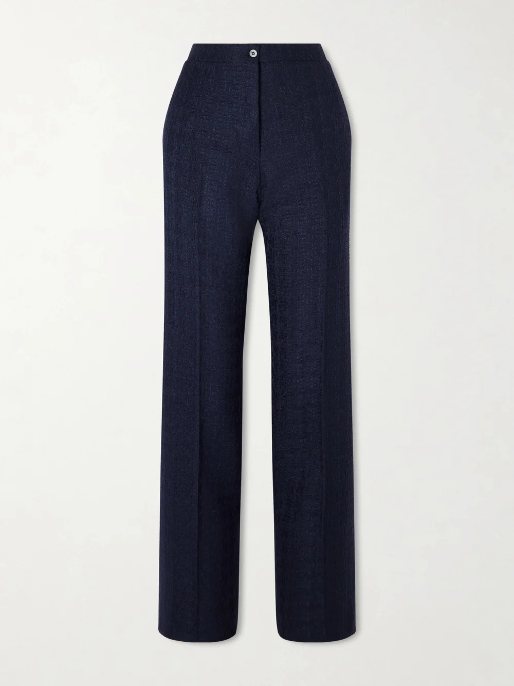 Giuliva Heritage Janice Wool-blend Bouclé-tweed Straight-leg Pants in navy