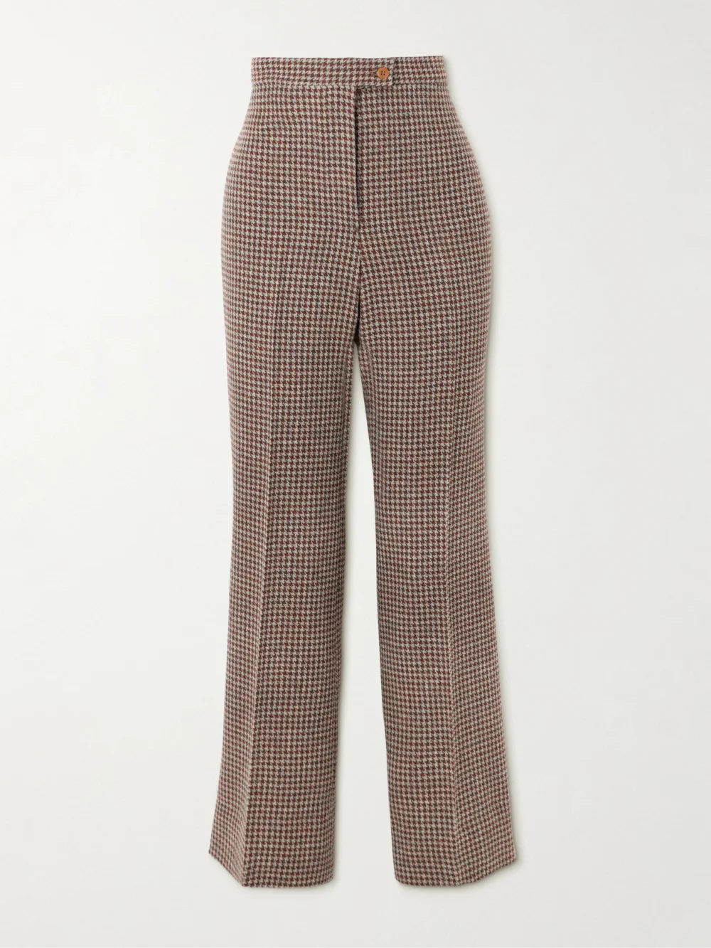 Giuliva Heritage Laura Houndstooh Wool Wide-leg Pants in light brown