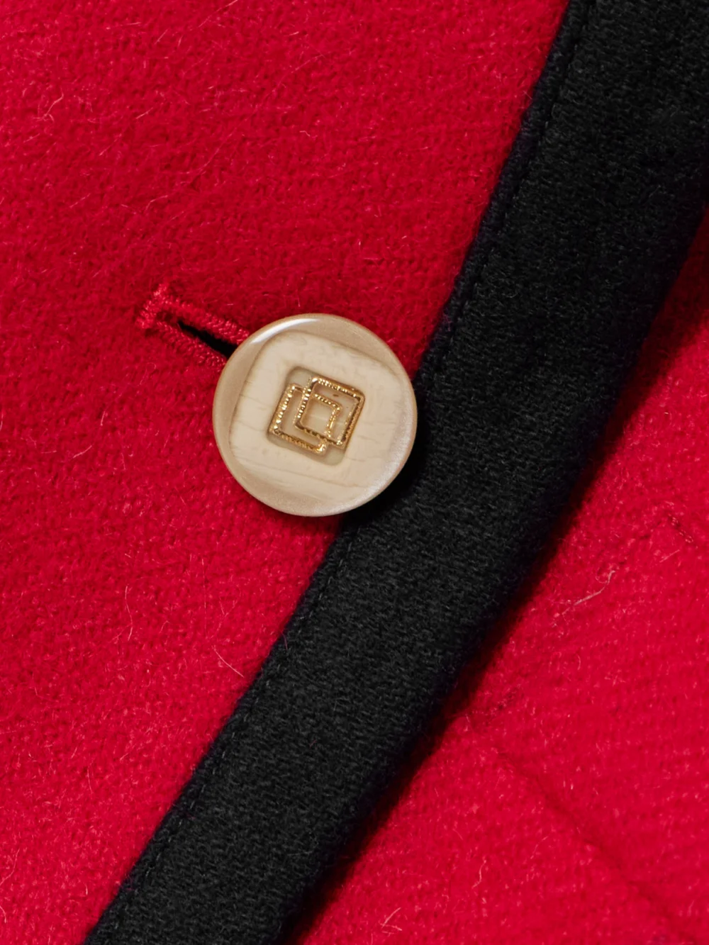 Close-up detail of the Giuliva Heritage The Charlotte Double-breasted Wool and Mohair-blend Blazer
