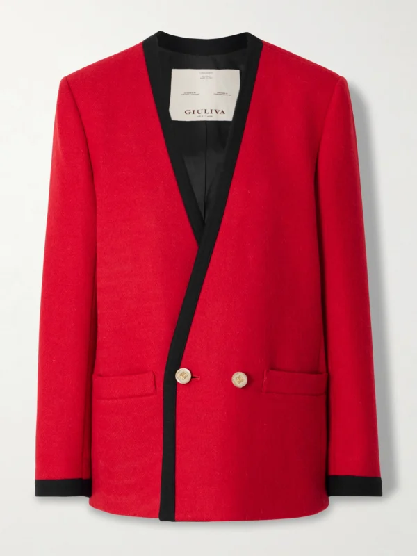 Giuliva Heritage The Charlotte Double-breasted Wool and Mohair-blend Blazer