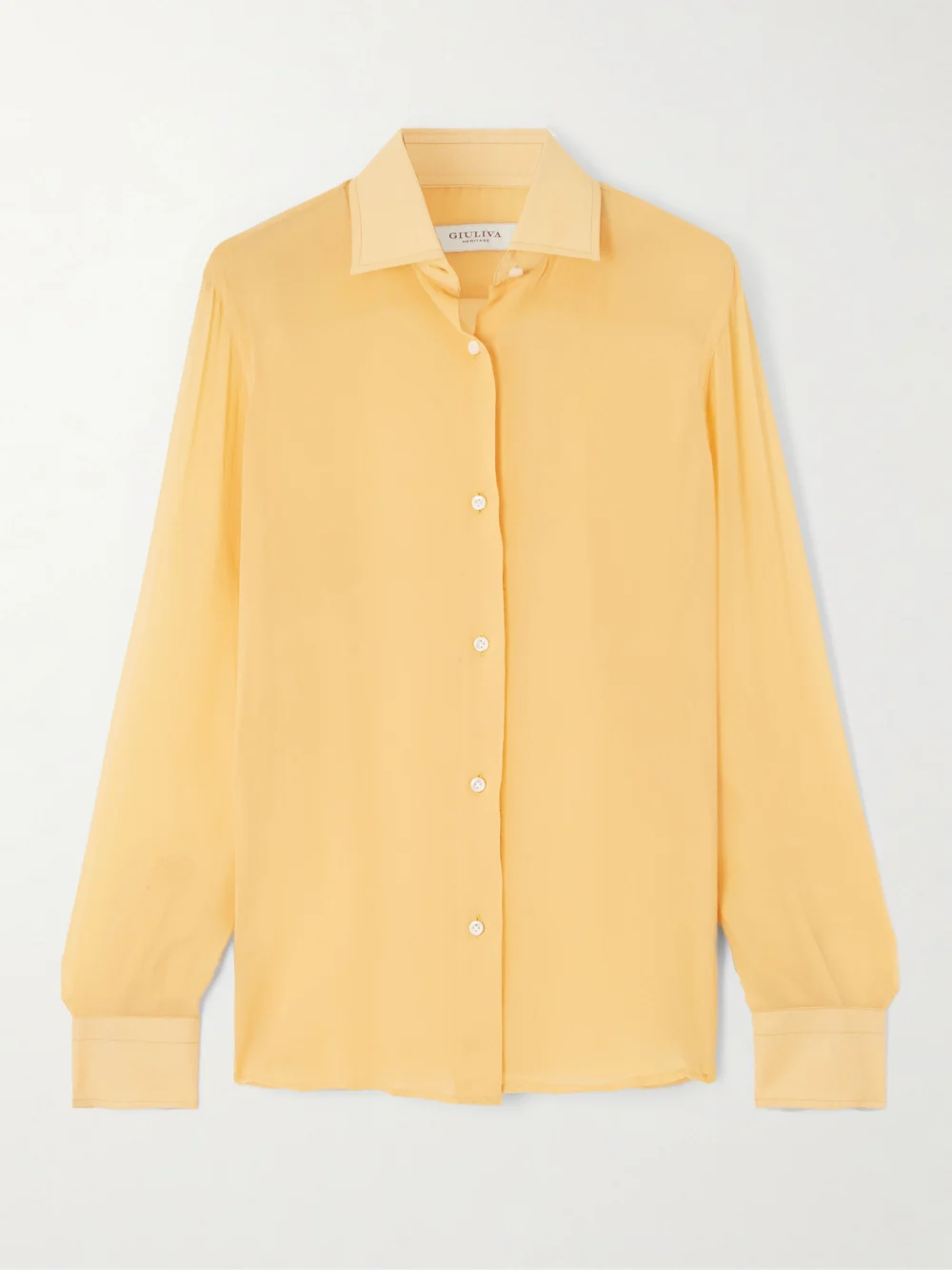 Giuliva Heritage The Elvira Silk-crepon Shirt in pastel yellow