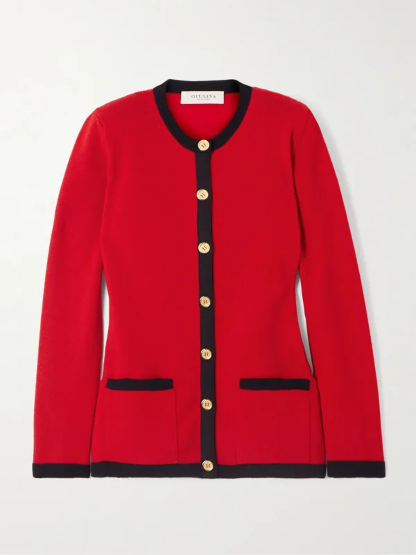 Giuliva Heritage The Eugenia Two-tone Merino Wool Cardigan