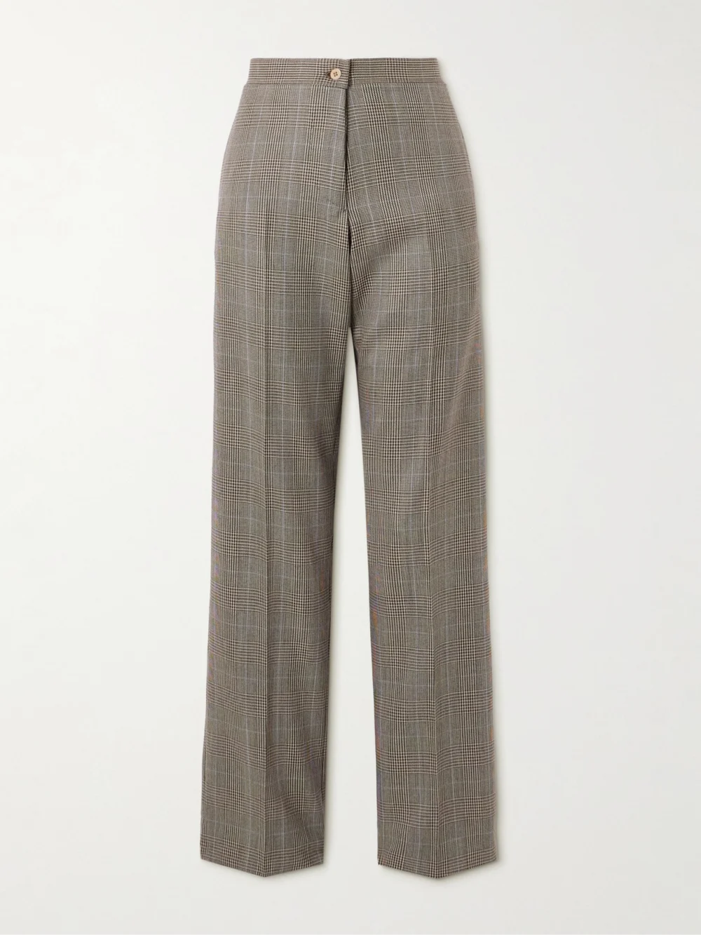 Giuliva Heritage The Janice Houndstooth Wool Straight-leg Pants in taupe