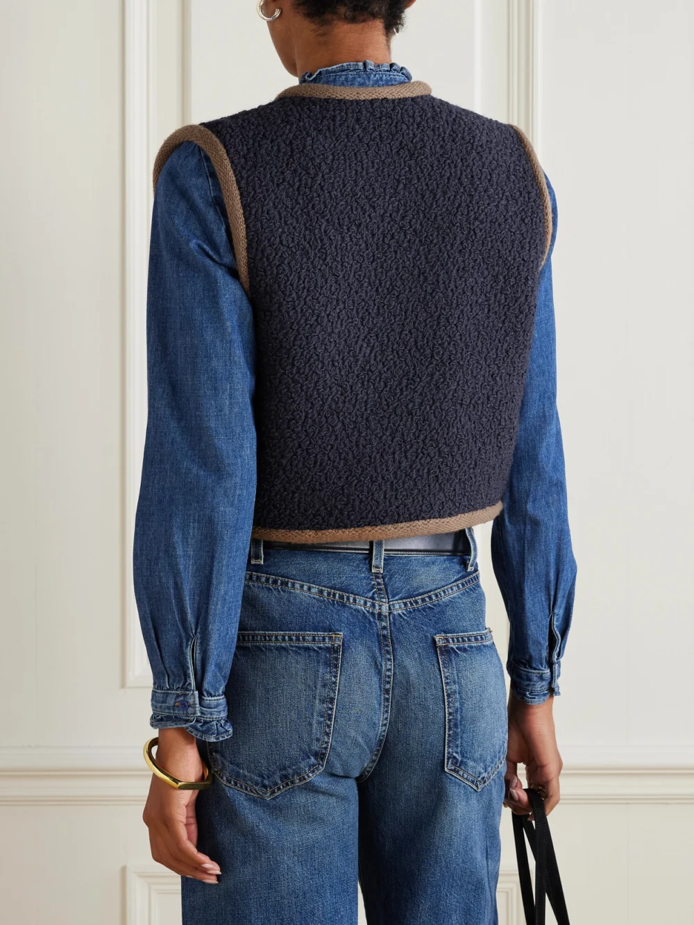 Back view of the Giuliva Heritage The Lia Wool-blend Bouclé Vest