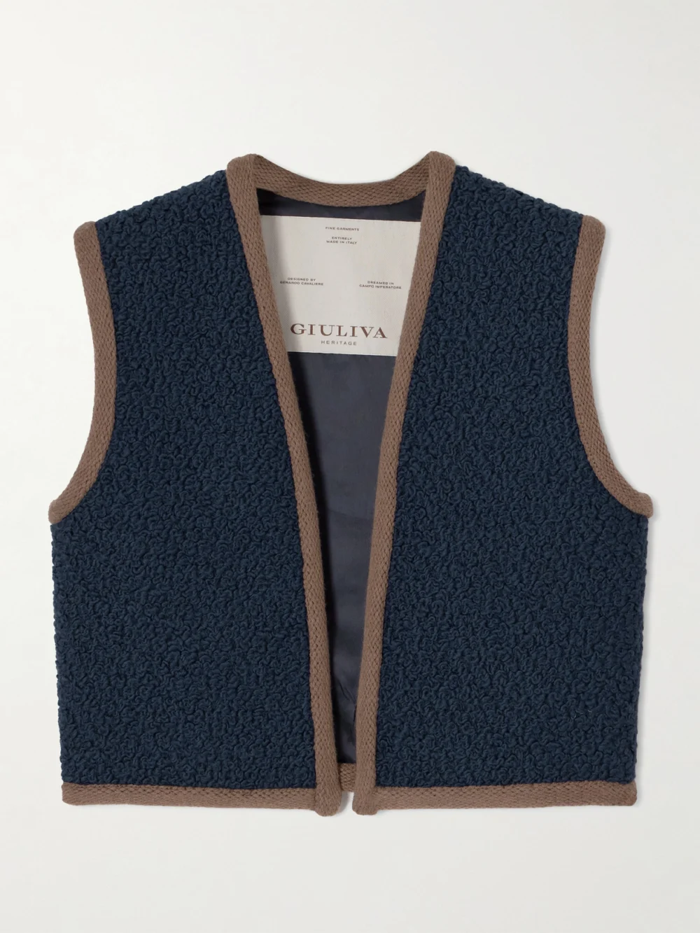 Giuliva Heritage The Lia Wool-blend Bouclé Vest in navy