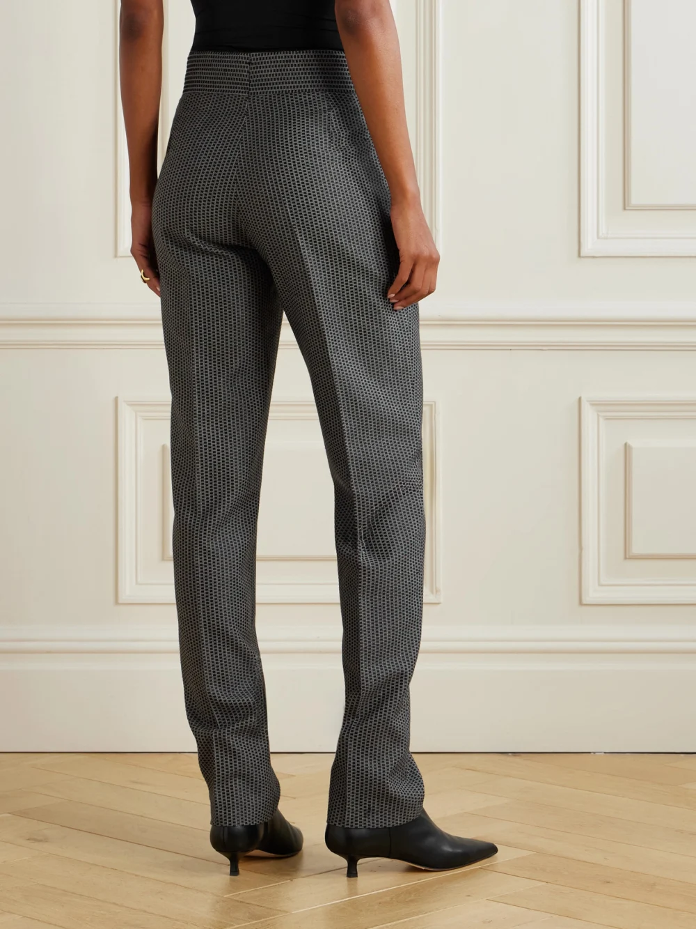 Back view of the Giuliva Heritage The Other Wool and Silk-blend Jacquard Tapered Pants
