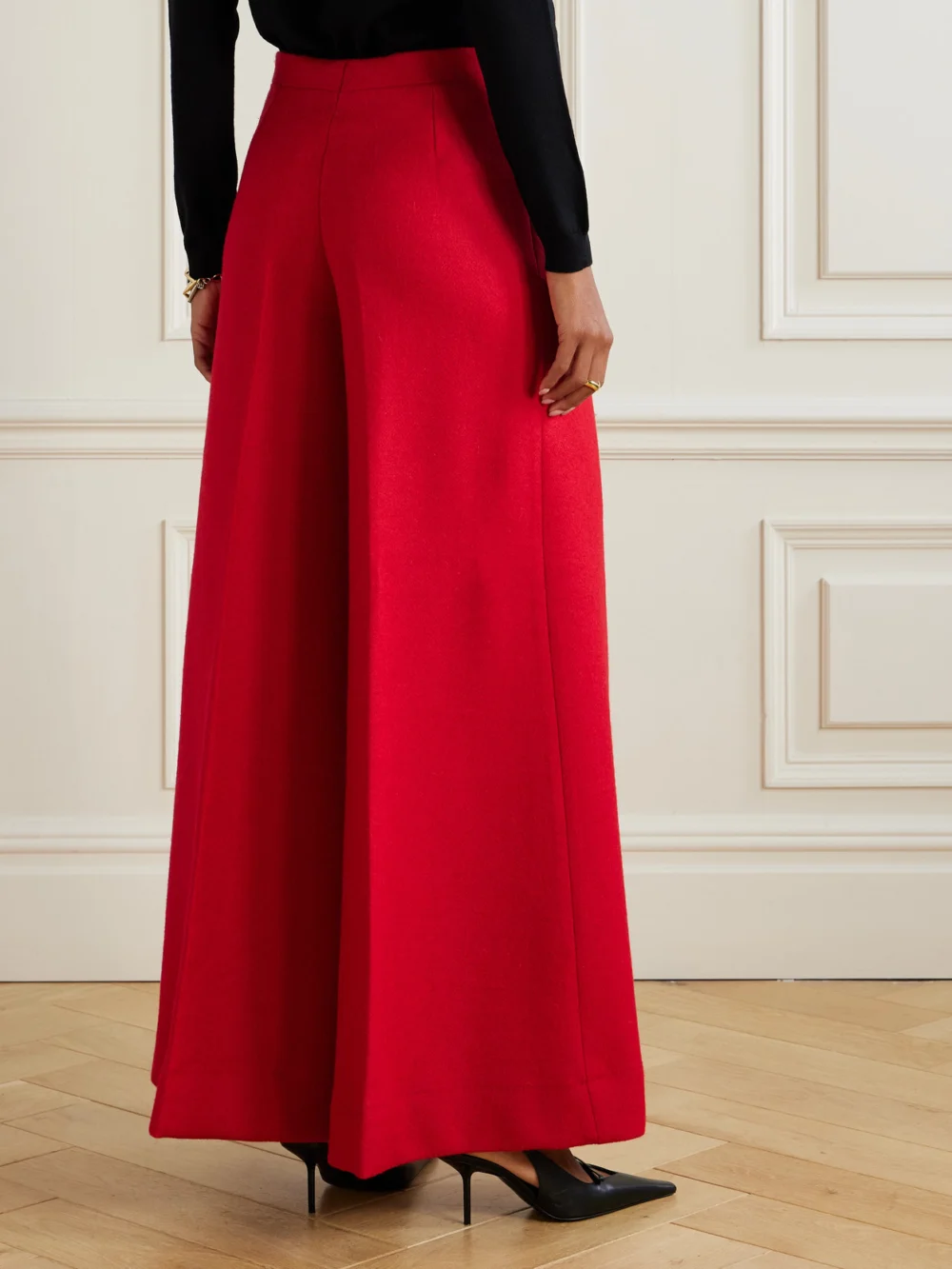 Back view of the Giuliva Heritage The Paola Wool and Mohair-blend Wide-leg Pants