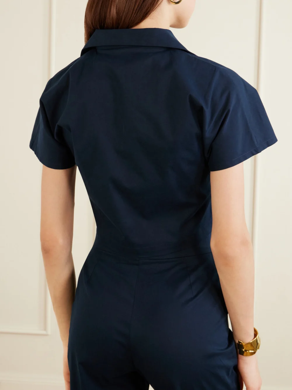 Back view of the Giuliva Heritage Tilda Cropped Tie-front Cotton-blend Shirt