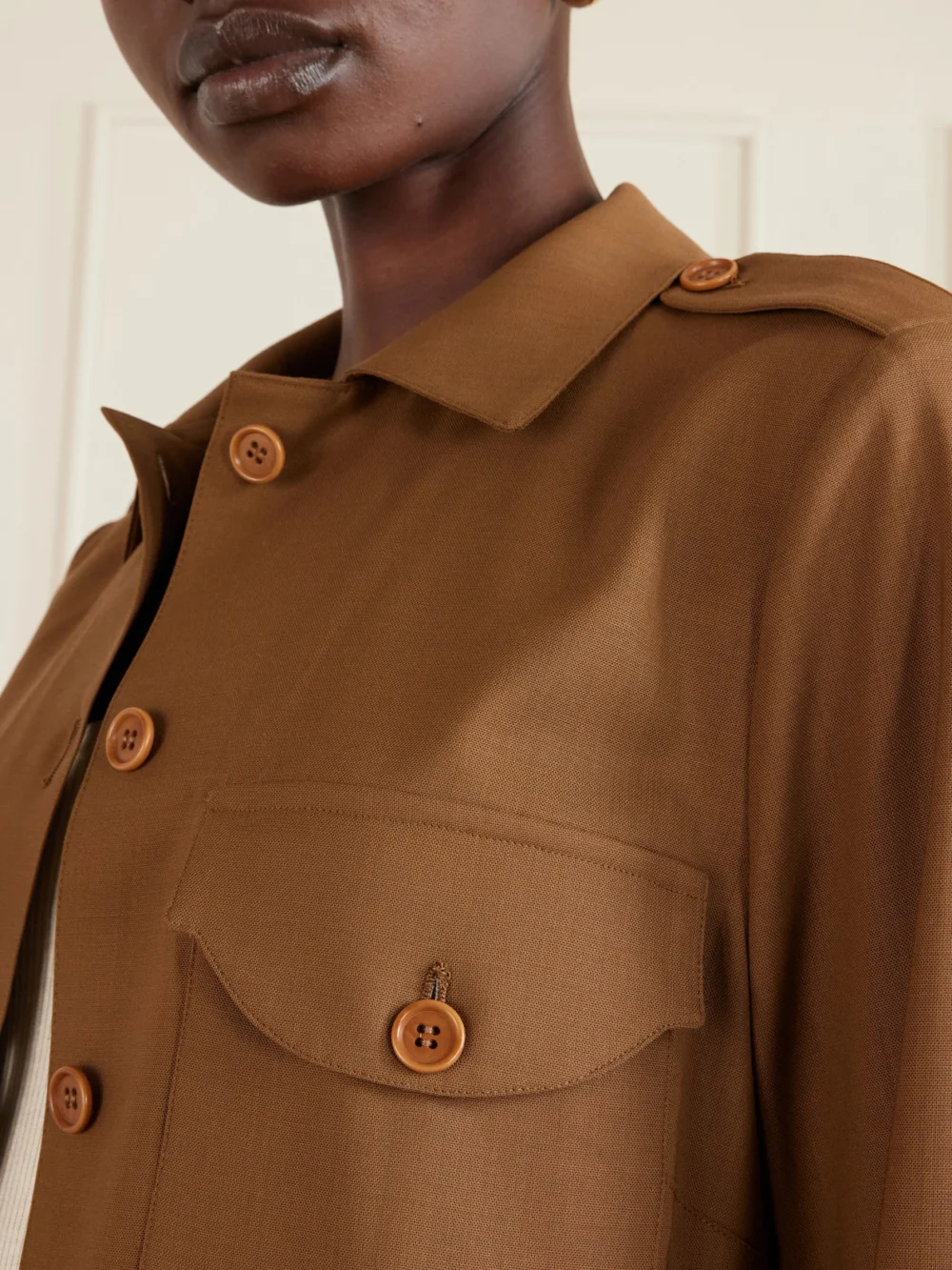Close-up detail of the Giuliva Heritage Wool Jacket
