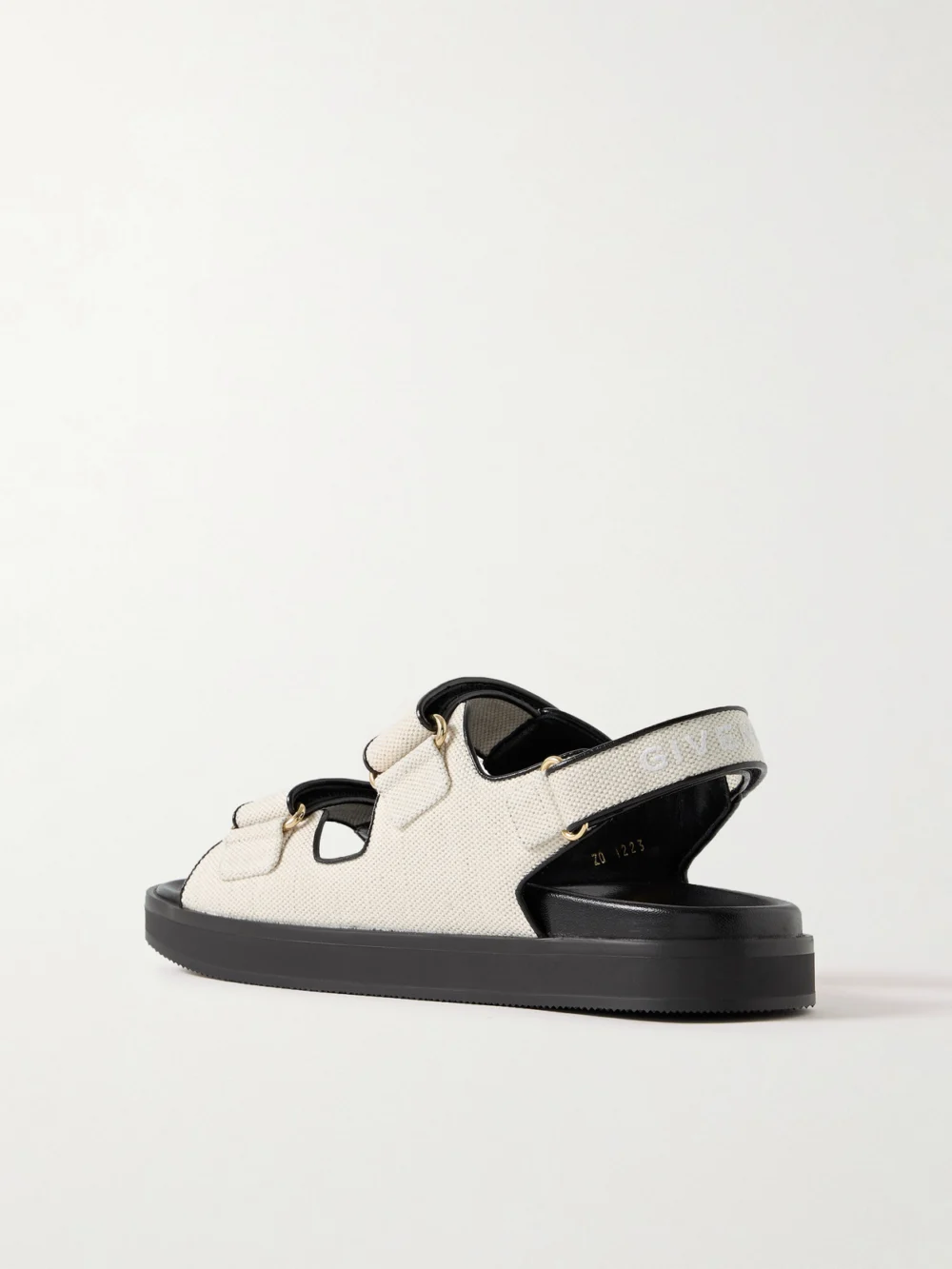 Back view of the Givenchy 4g Logo-embellished Leather-trimmed Canvas Sandals
