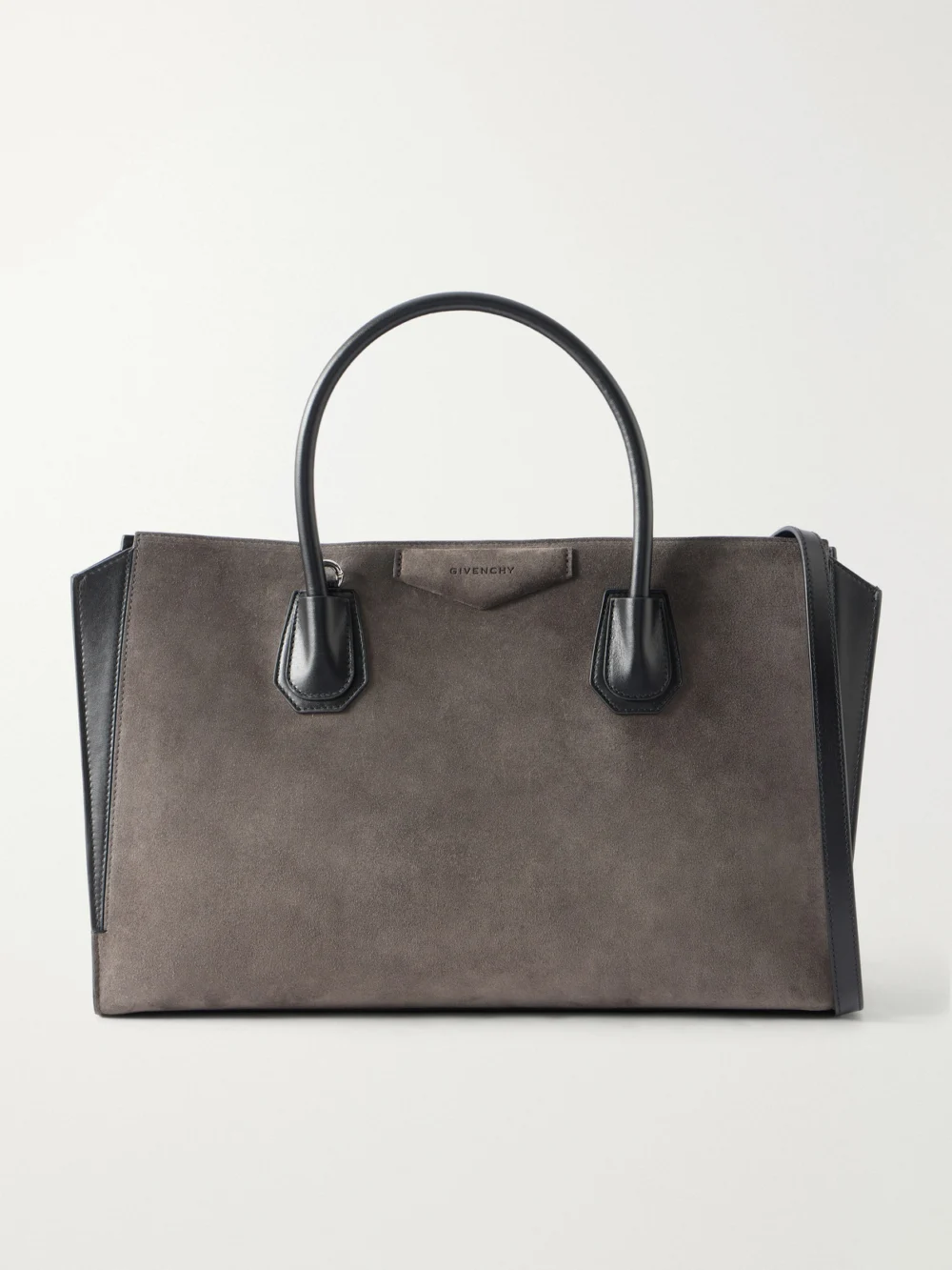 Givenchy Antigona Leather-trimmed Suede Tote in dark gray