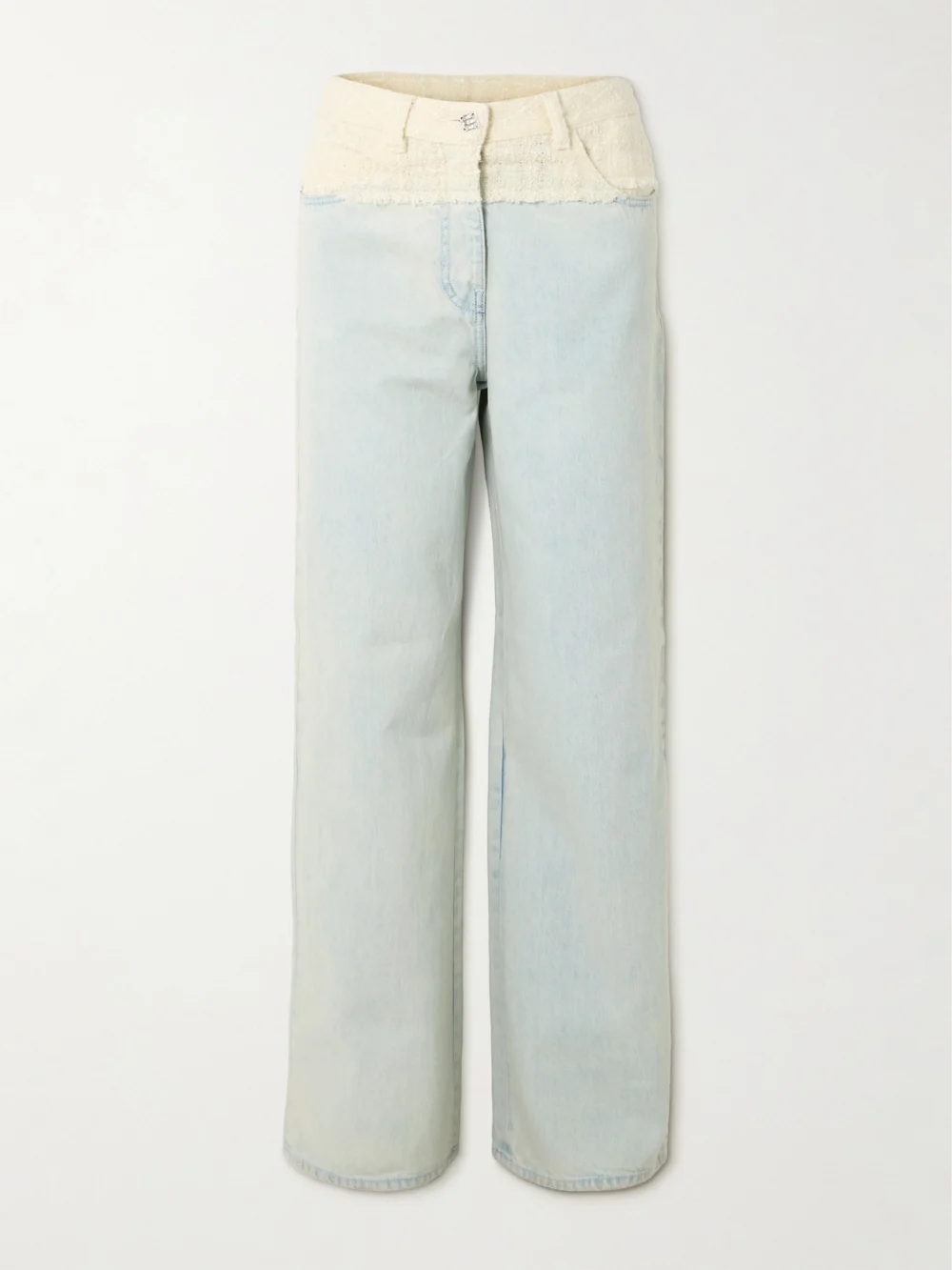 Givenchy Big Mix Wool-blend Bouclé-trimmed High-rise Straight-leg Jeans in blue