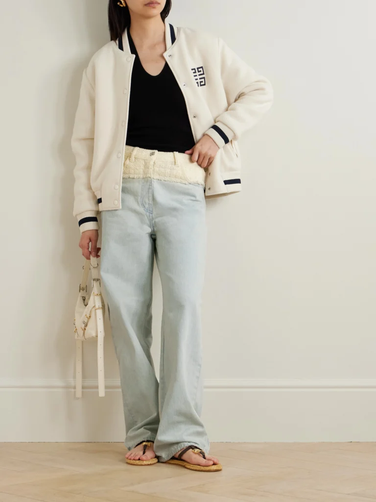 Givenchy Big Mix Wool-blend Bouclé-trimmed High-rise Straight-leg Jeans