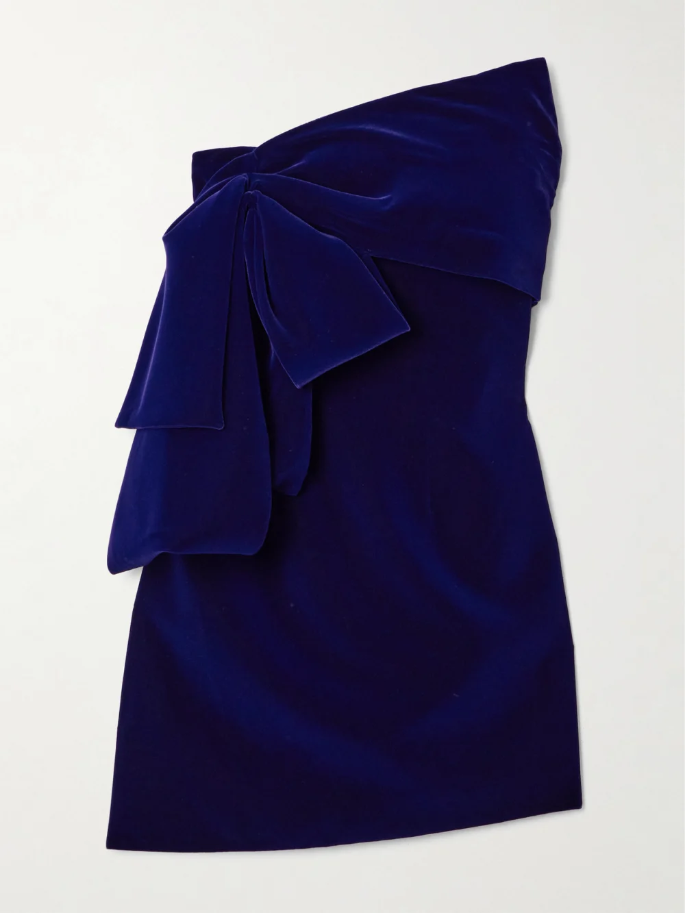 Givenchy Bow-detailed Asymmetric Velvet Bustier Mini Dress in navy