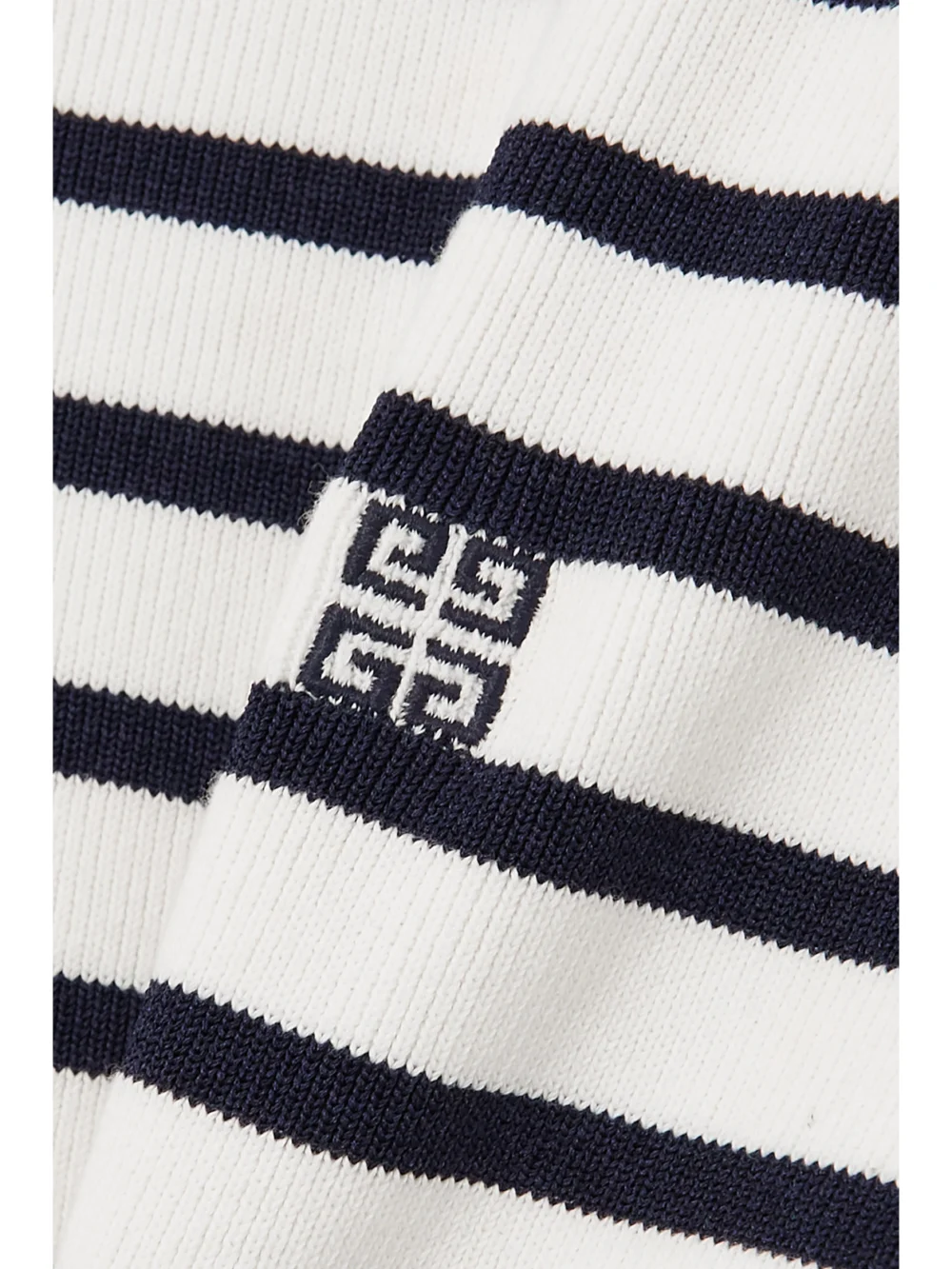 Close-up detail of the Givenchy Button-embellished Striped Cotton Sweater