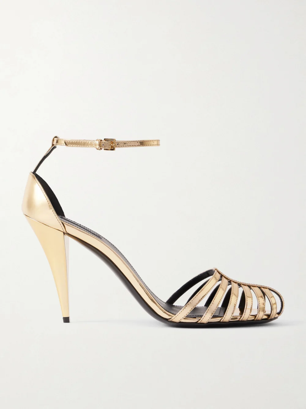 Givenchy Cage Metallic-leather Sandals in gold