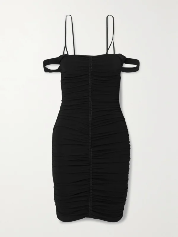 Givenchy Cold-shoulder Crochet-trimmed Ruched Stretch-jersey Mini Dress