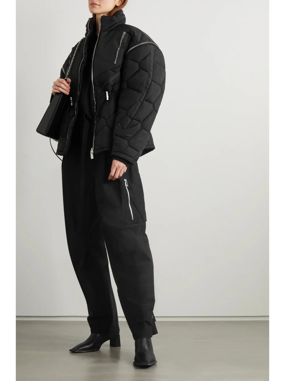 Givenchy Convertible Quilted Padded Shell Jacket, worn by a model