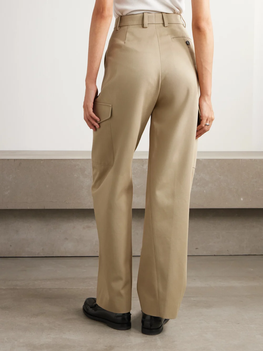 Back view of the Givenchy Cotton and Wool-blend Gabardine Wide-leg Cargo Pants