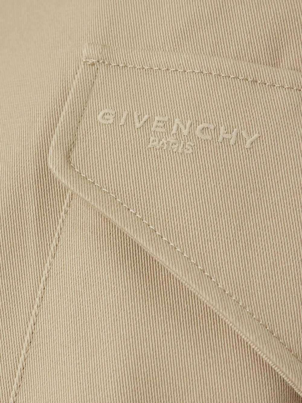 Close-up detail of the Givenchy Cotton and Wool-blend Gabardine Wide-leg Cargo Pants