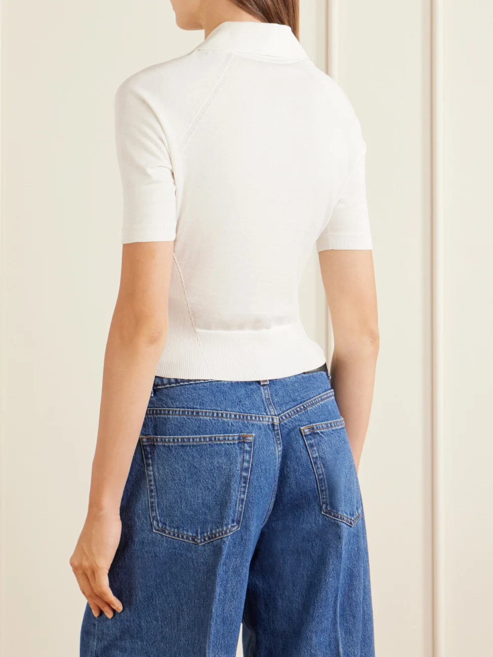 Back view of the Givenchy Cropped Cotton-blend Polo Shirt