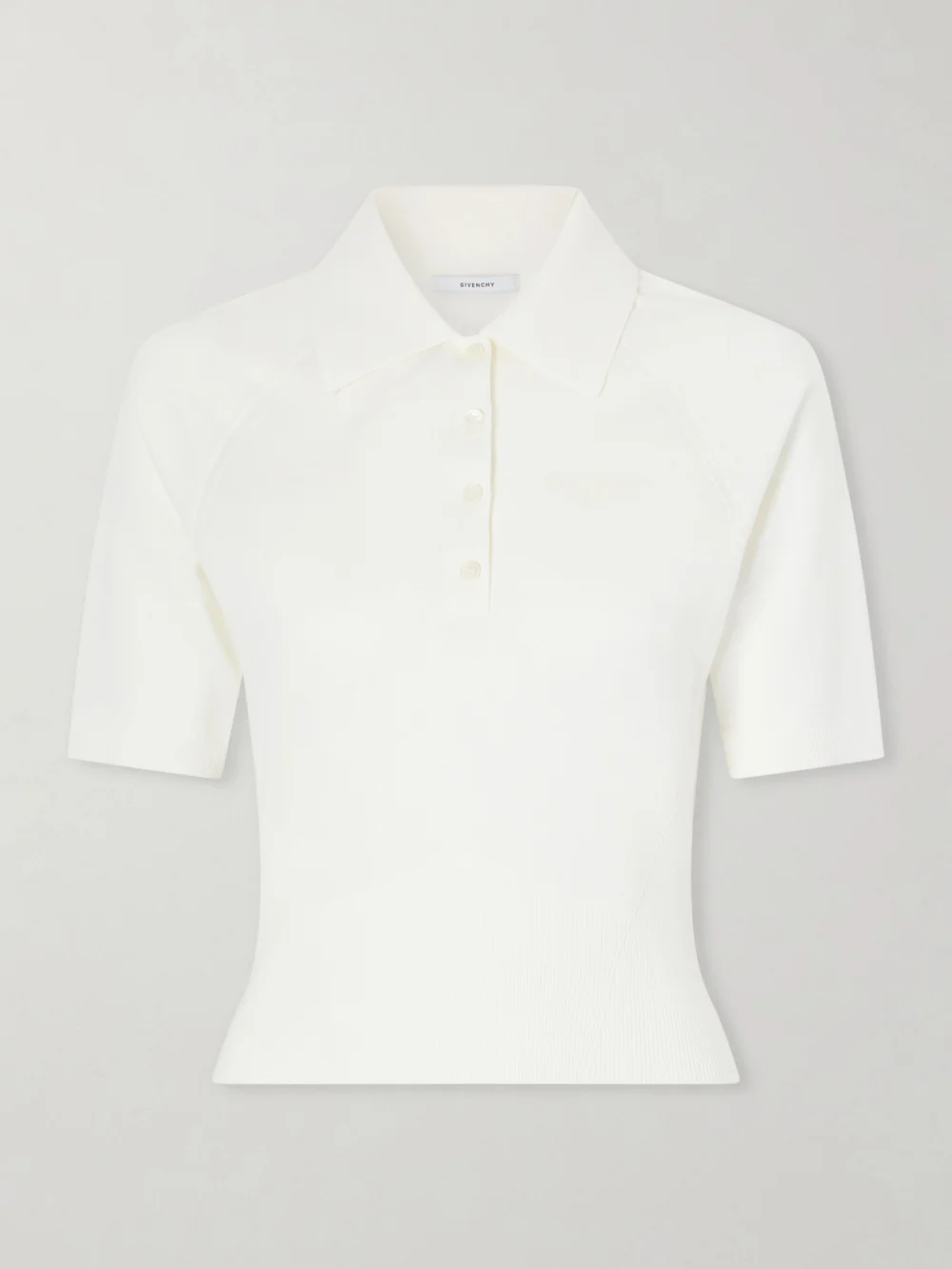 Givenchy Cropped Cotton-blend Polo Shirt in ivory