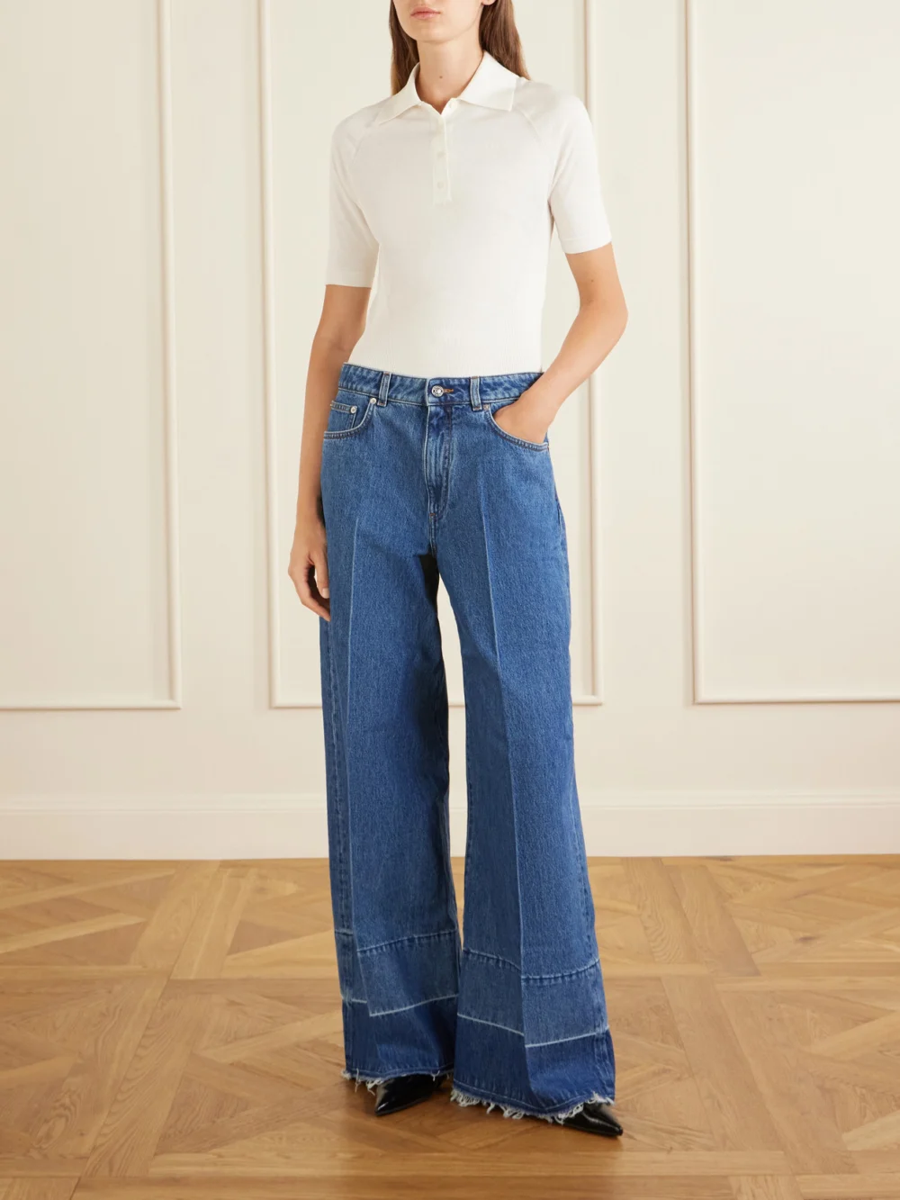 Givenchy Cropped Cotton-blend Polo Shirt, worn by a model