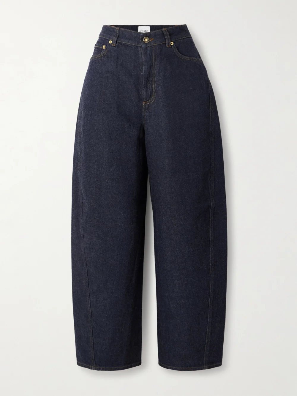 Givenchy Cropped High-rise Barrel-leg Jeans in dark denim