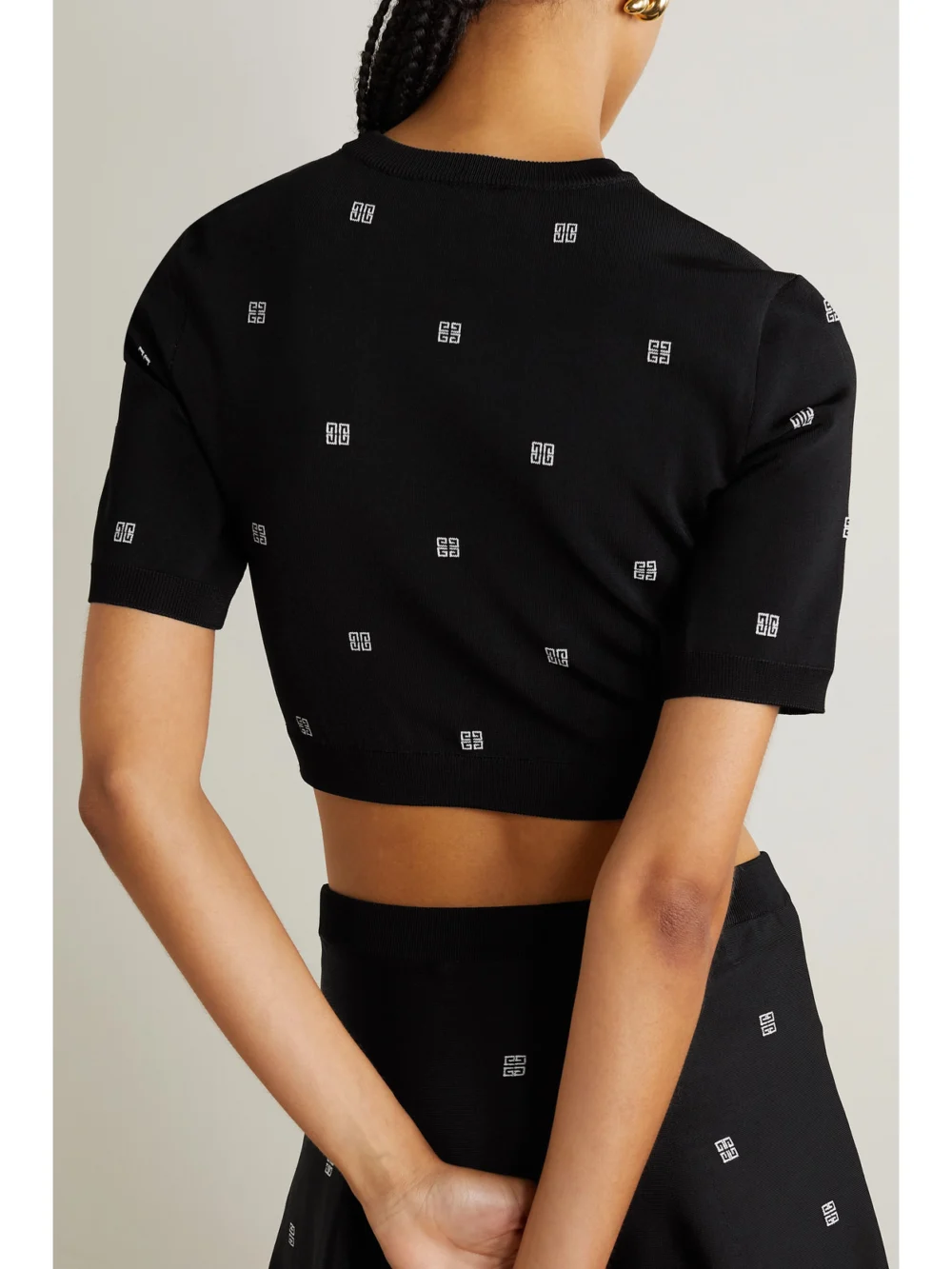 Back view of the Givenchy Cropped Jacquard-knit Sweater