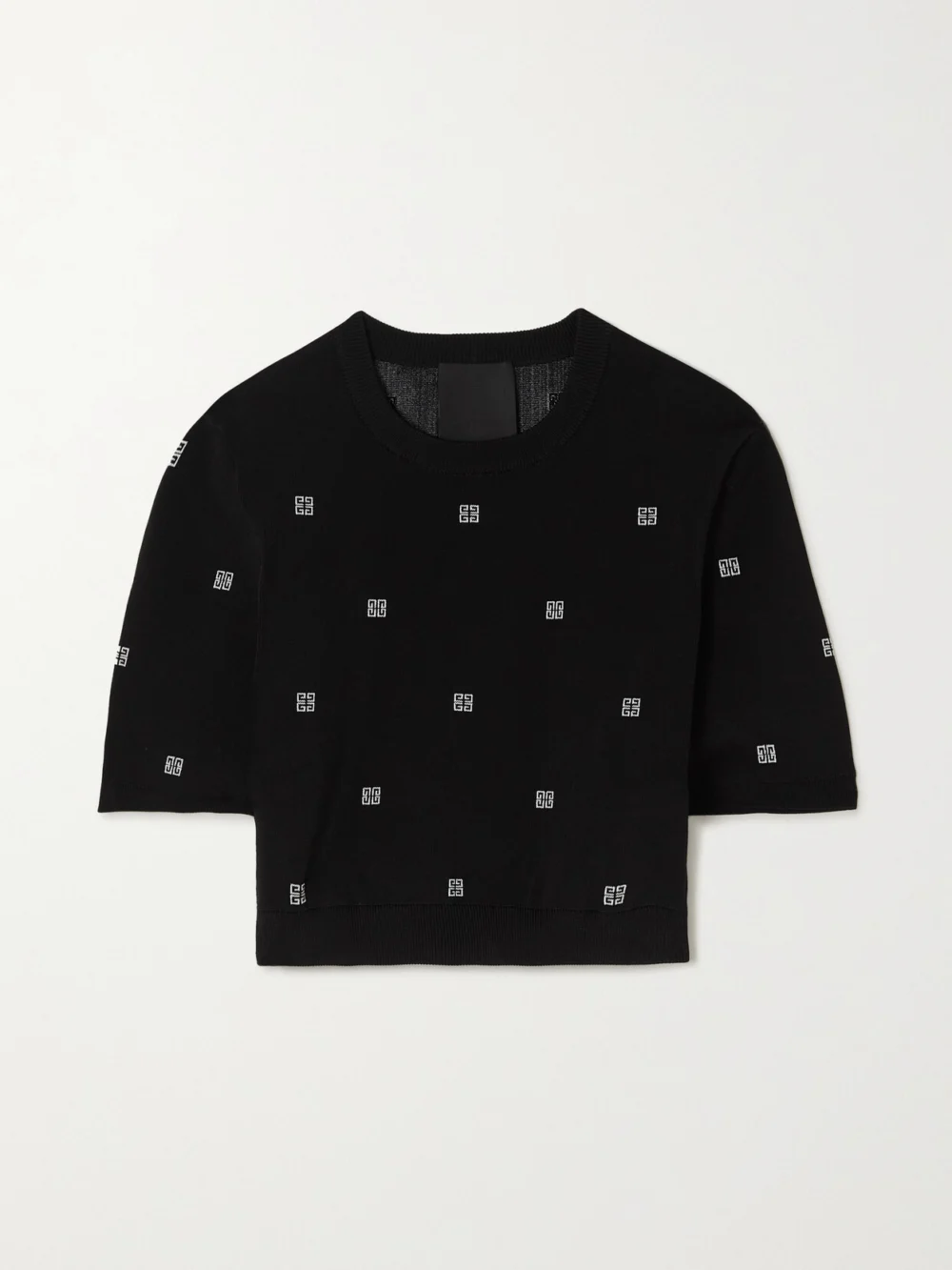 Givenchy Cropped Jacquard-knit Sweater in black